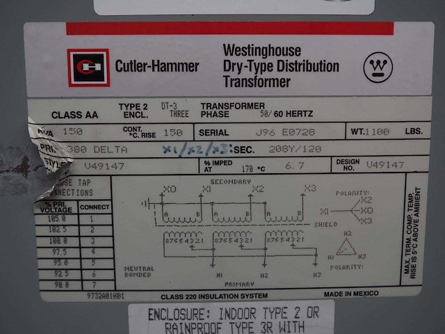 Cutler-hammer - 150 kva transformator - afbeelding 5 van  6