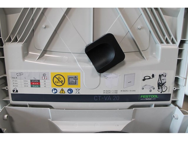 Cycloonvoorafscheider festool ct-va20. let op ! onderdeel van combinatiekavel b017 onderdeel van combinatiekavel combinatiekavel festool gereedschappen kavels b013 t/m b016. zaag-en werktafel met afzuiging. - afbeelding 4 van  4