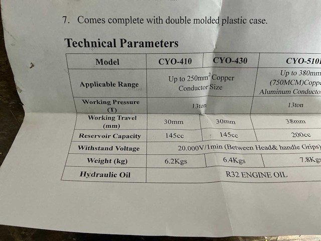 Cyo-430 hydraulische krimptang - afbeelding 7 van  9