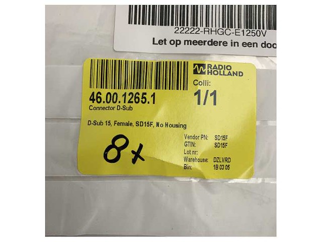 D-sub 15-pins vrouwelijke connector sd15f voor maritieme elektronische apparatuur en besturingssystemen - afbeelding 1 van  1
