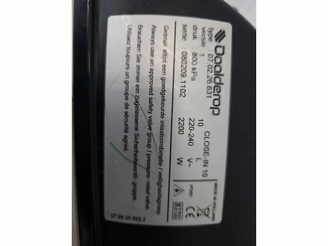 Daalderop - close-in 10 - boiler 10 liter - afbeelding 4 van  4