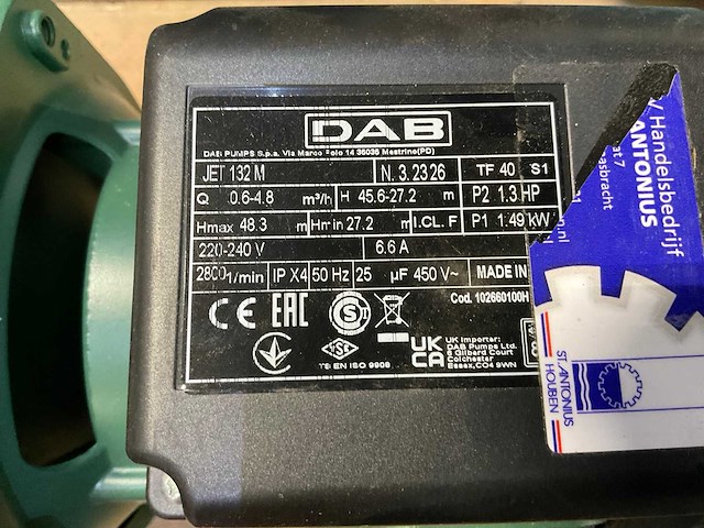 Dab jet 132m centrifugaalpomp - afbeelding 4 van  4