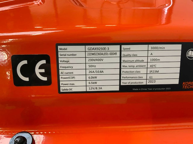 Daewoo - 2023 - gdax9250e-3 - benzine stroomgenerator 230/400v - afbeelding 9 van  11