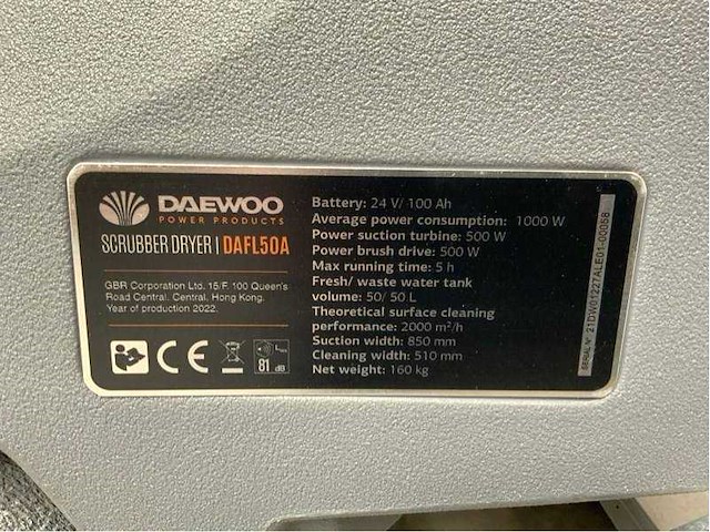 Daewoo - 2025 - dafl50a - schrob-/ zuigmachine - afbeelding 32 van  40