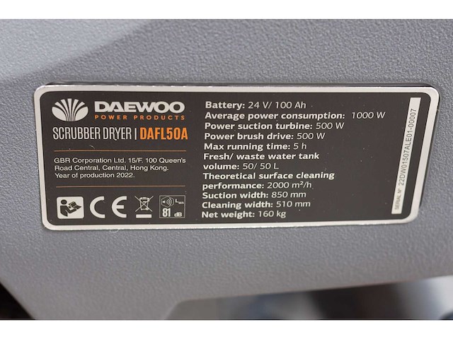 Daewoo - 2025 - dafl50a - schrob/zuigmachine - afbeelding 3 van  6