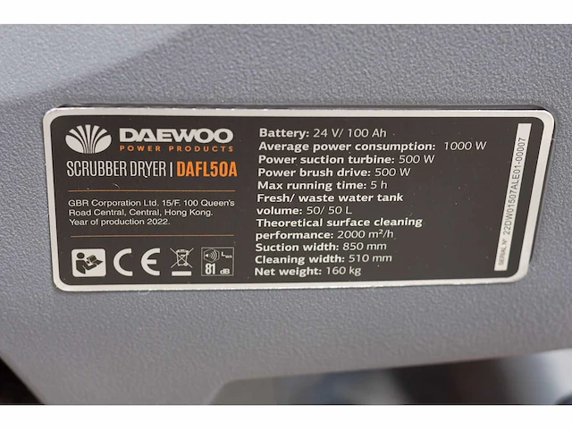 Daewoo - 2025 - dafl50a - schrob/zuigmachine - afbeelding 8 van  23