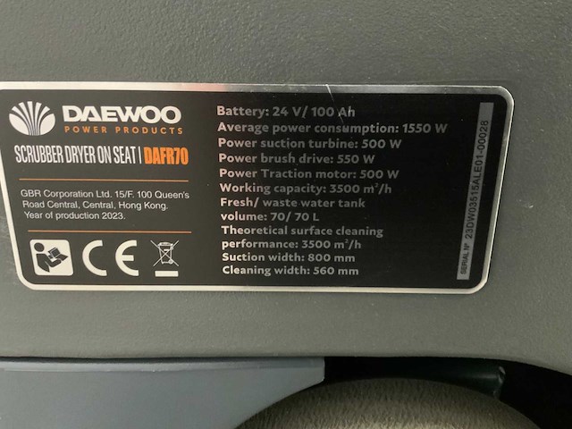 Daewoo - 2025 - dafr70 - zit schrobzuigmachine - afbeelding 9 van  19