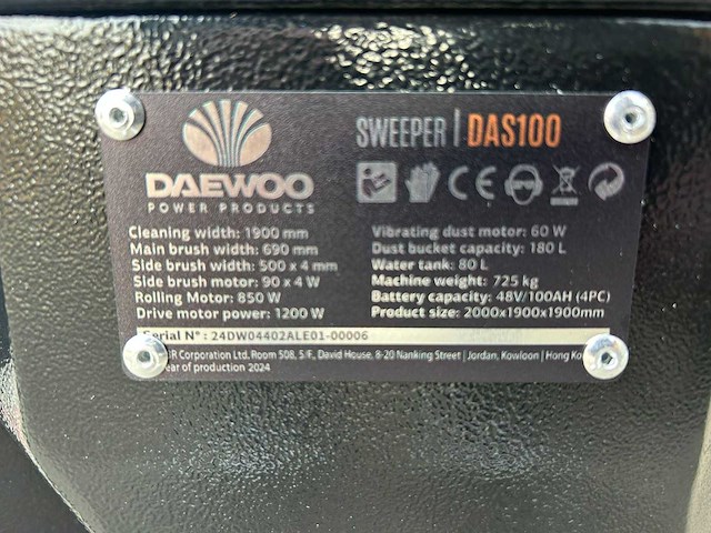 Daewoo - 2025 - das100 - straatveegmachine - afbeelding 18 van  18