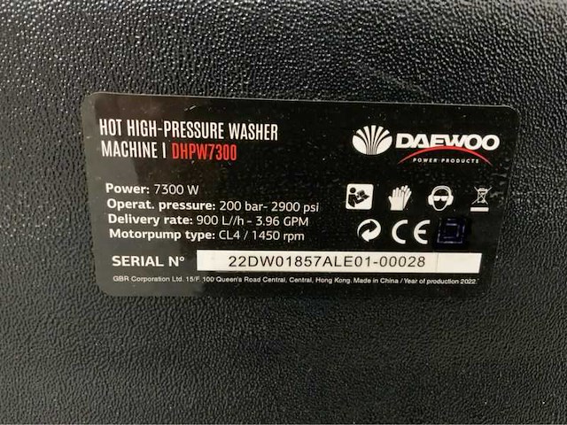 Daewoo - 2025 - dhwp7300 - heetwater hogedrukreiniger - afbeelding 8 van  16
