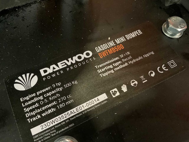 Daewoo - 2025 - dwfmd500 - hydraulische dumper benzine - afbeelding 13 van  13