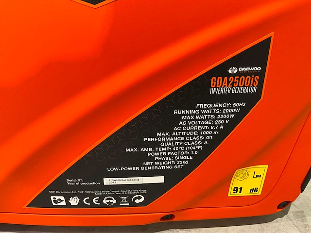 Daewoo - 2025 - gda 2500 is - noodstroomaggregaat - afbeelding 2 van  8