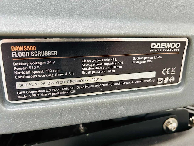 Daewoo - 2026 - daws500 - schrobmachine - vloerreiniger - afbeelding 6 van  26