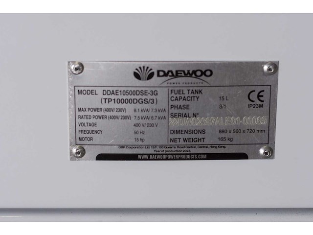 Daewoo - 2026 - ddae10500dse-3g - stroomgenerator 8.1kva - afbeelding 3 van  12