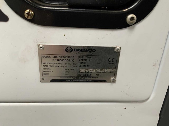 Daewoo - 2026 - ddae10500dse-3g - stroomgenerator 8.1kva - afbeelding 4 van  12