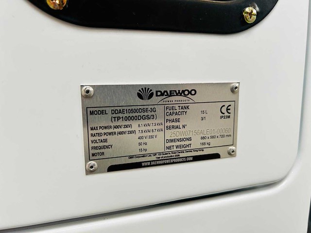 Daewoo - 2026 - ddae10500dse-3g - stroomgenerator 8.1kva - afbeelding 15 van  18