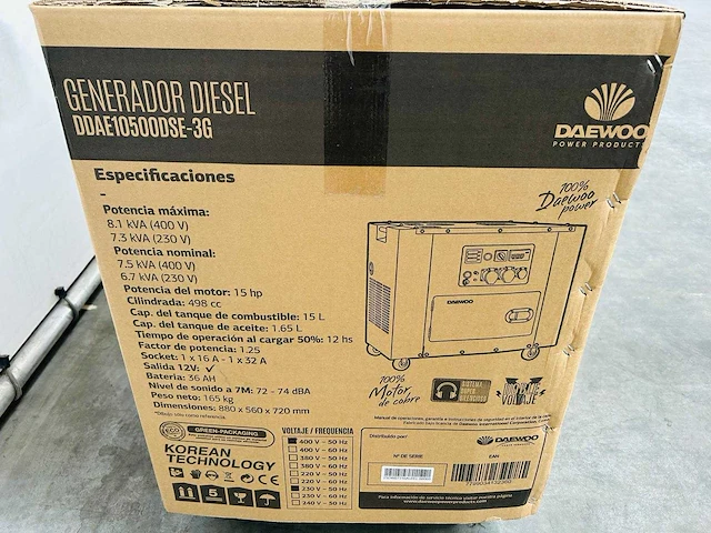 Daewoo - 2026 - ddae10500dse-3g - stroomgenerator 8.1kva - afbeelding 10 van  19