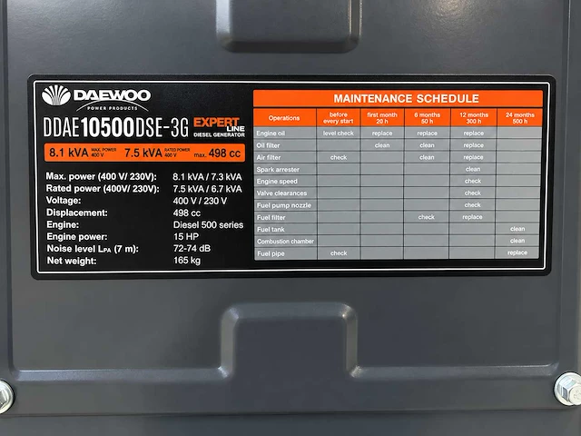 Daewoo - 2026 - ddae10500dse-3g - stroomgenerator 8.1kva - afbeelding 14 van  16