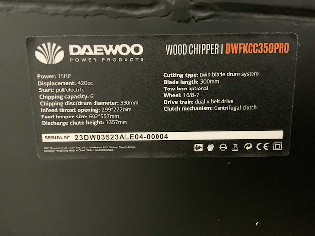 Daewoo - 2026 - dwfkcc350pro - houthakselaar - afbeelding 8 van  17