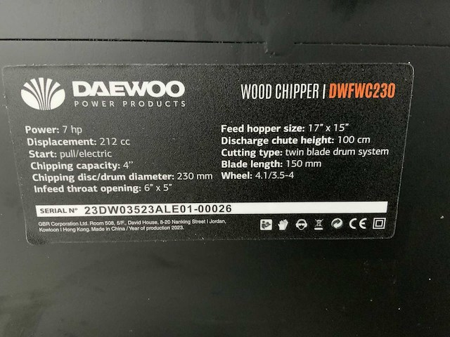 Daewoo - 2026 - dwfwc230 - wood chipper - afbeelding 4 van  16