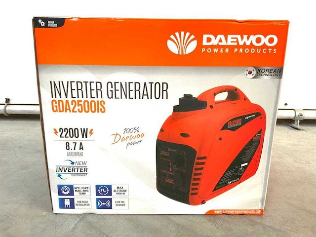 Daewoo - 2026 - gda2500is - inverter generator 2200w 8.7a - afbeelding 2 van  10