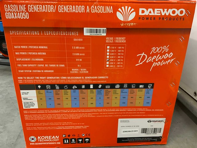 Daewoo - 2026 - gdax4050 - stroomgenerator - afbeelding 8 van  9
