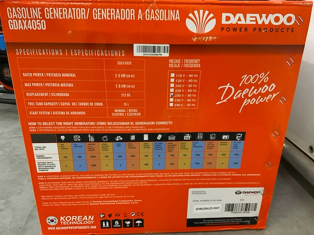 Daewoo - 2026 - gdax4050 - stroomgenerator - afbeelding 11 van  12