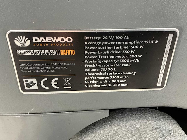 Daewoo - dafr70 - schrobmachine opzit - werkbreedte 56cm - wisserbreedte 80cm - afbeelding 9 van  20