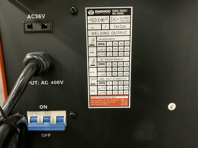 Daewoo - damig-350gdl lasapparaat met cooler igbt mag-mi-tig-mma - afbeelding 5 van  9