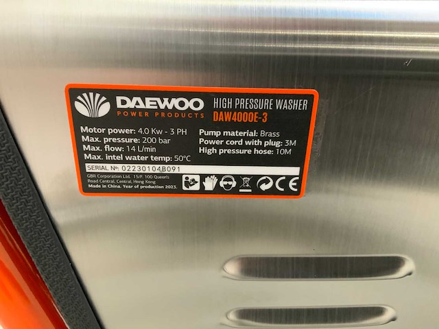 Daewoo - daw4000e-3 - hogedrukreiniger 4000w 200bar - afbeelding 1 van  1