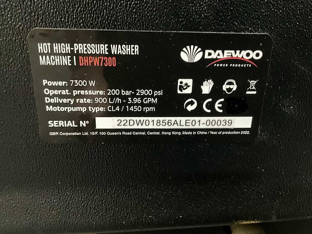 Daewoo - dhpw7300 - hogedruk reiniger heetwater 140 °c - 210 bar - 2026 - afbeelding 4 van  14