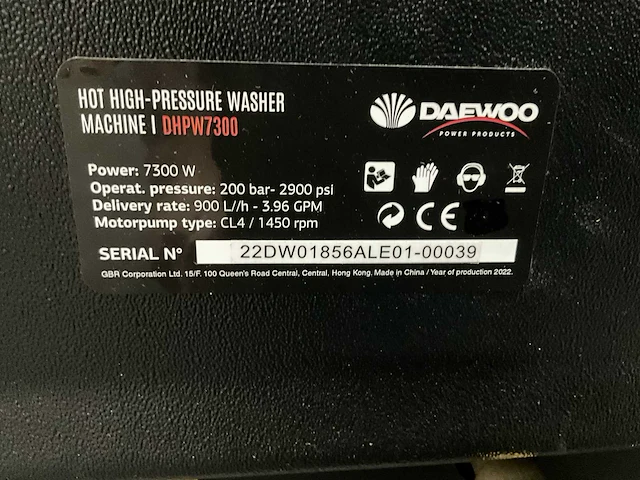 Daewoo - dhpw7300 - hogedruk reiniger heetwater 140 °c - 210 bar - 2026 - afbeelding 4 van  14