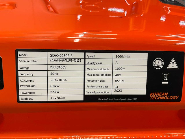 Daewoo - gdax9250e-3 - generator / aggregaat 420 cc motor 2025 - afbeelding 3 van  16