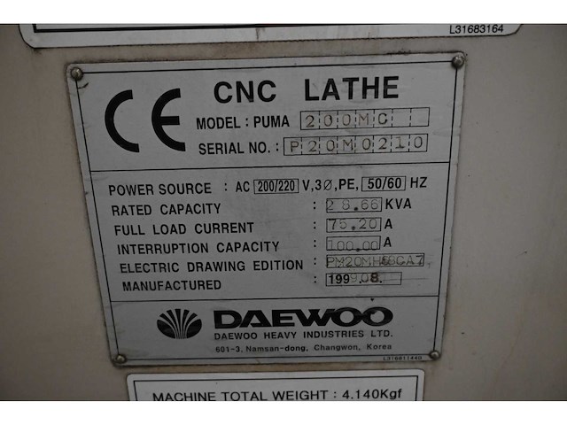 Daewoo - puma 200mc - cnc-draaibank - afbeelding 10 van  12