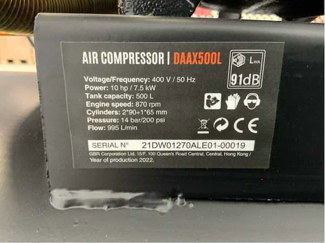 Daewoo daax500l - luchtcompressor - 500liter - 10pk - 14 bar - afbeelding 15 van  26