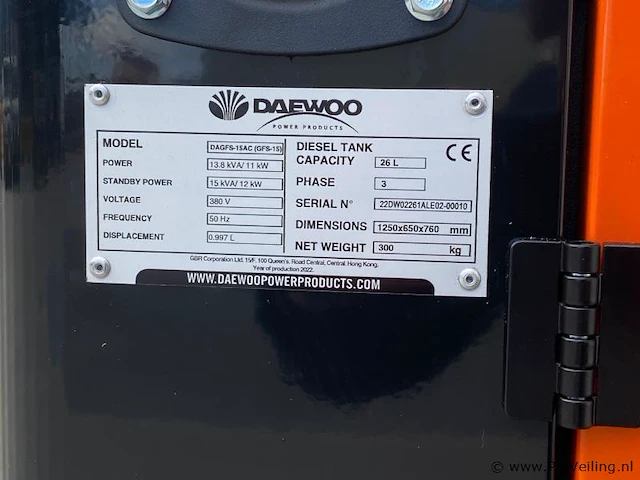 Daewoo dagfs-15ac diesel stroomgenerator - afbeelding 8 van  9