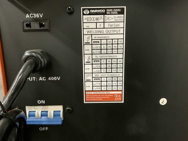 Daewoo damig 350gdl lasapparaat met cooler igbt mag-mi-tig-mma - afbeelding 7 van  9