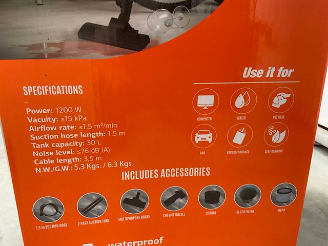 Daewoo davc1200-30l industriële nat- droogstofzuiger - afbeelding 4 van  7