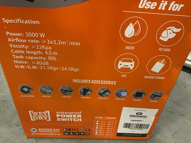 Daewoo davc3000-80l industriële nat- droogstofzuiger - afbeelding 6 van  8