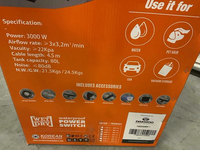 Daewoo davc3000-80l industriële nat- droogstofzuiger - afbeelding 8 van  15