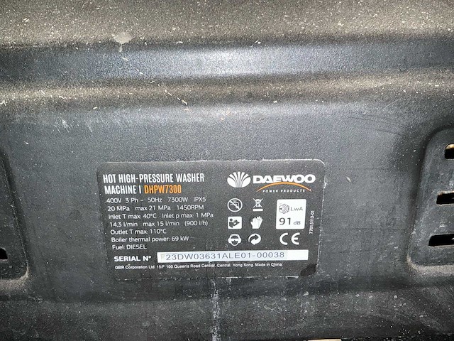 Daewoo dhpw7300 industriële hogedrukreiniger - afbeelding 10 van  11
