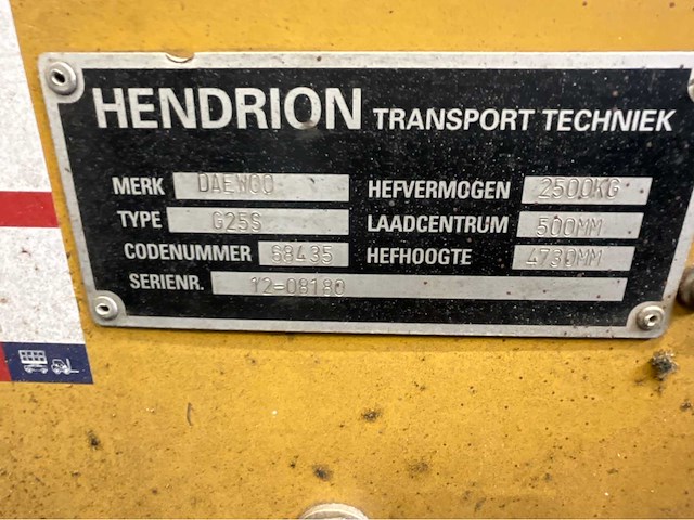 Daewoo g25s-2 - vorkheftruck triplex - freelift - sideshift - 2002 uur - afbeelding 3 van  16
