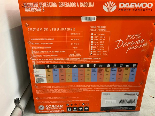 Daewoo gdax9250e-3 stroomgenerator - afbeelding 3 van  4
