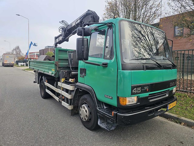 Daf - ae45/150 ti - met mkg laadkraan met roterende knijper en kipper - eerste eigenaar - 131699km - apk 8-2026 - afbeelding 2 van  65