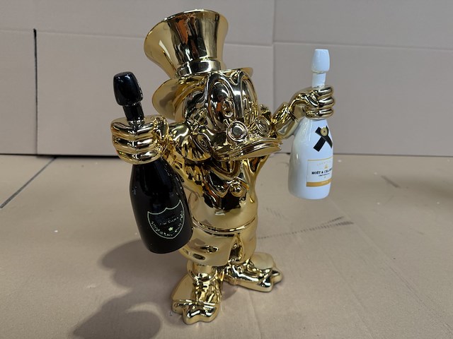 Dagobert duck beeld, lior24, goud met zwarte en witte details - afbeelding 3 van  5