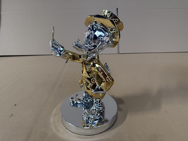 Dagobert duck beeld, lior24, goud / zilver - afbeelding 2 van  7