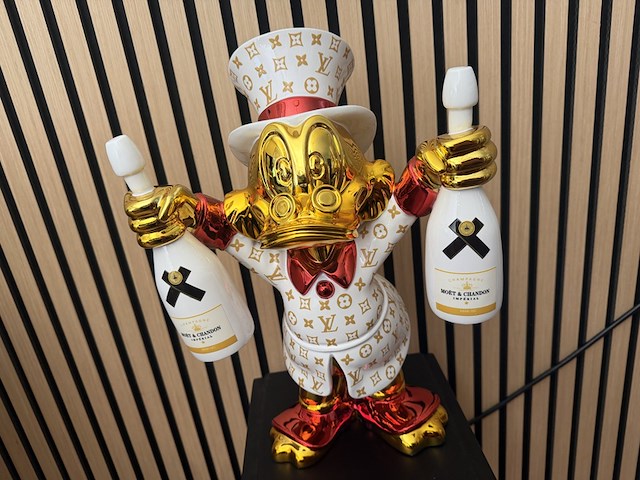 Dagobert duck beeld, lior24, goud/wit/rood - afbeelding 1 van  6