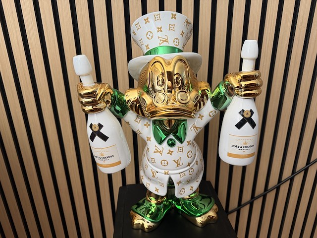 Dagobert duck beeld, lior24, groen/wit/goud - afbeelding 1 van  6