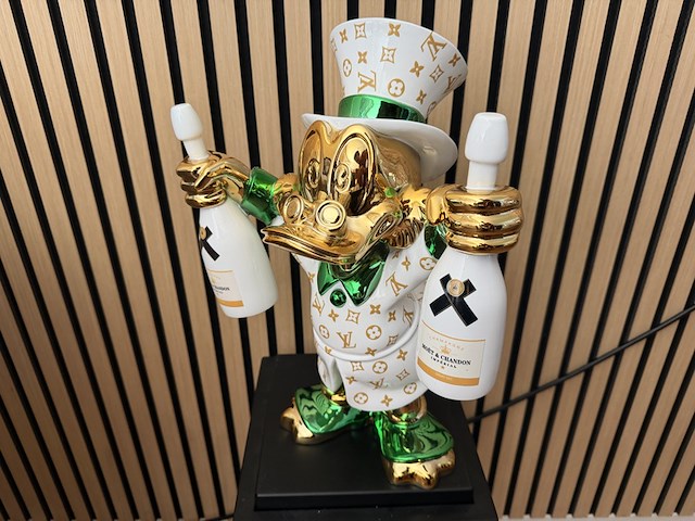 Dagobert duck beeld, lior24, groen/wit/goud - afbeelding 2 van  6