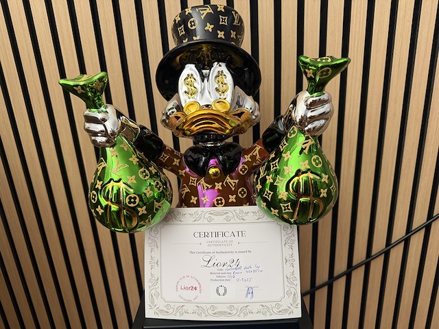 Dagobert duck beeld, lior24, paars/groen/zwart/goud - afbeelding 4 van  6
