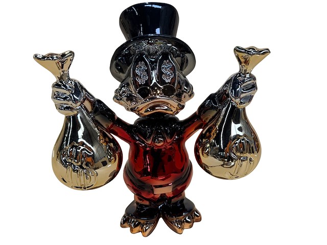 Dagobert duck beeld, lior24, rood, zwart en zilver/chroom - afbeelding 1 van  4